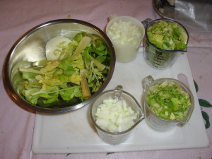 Celery, Onions Cut To Size